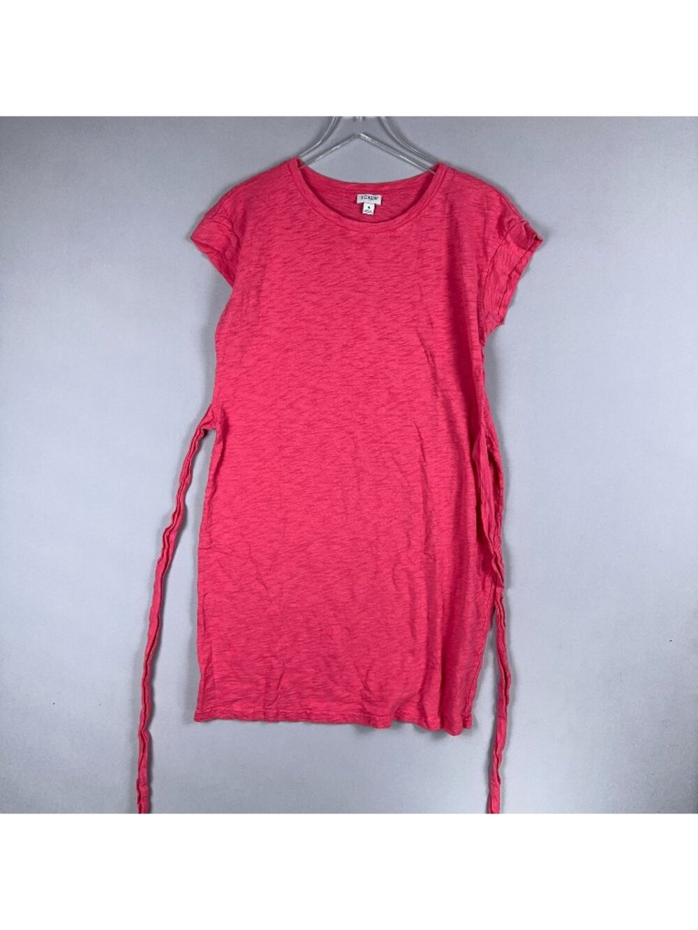 J.Crew Dress Size Medium T-Shirt Pink Tie Waist 100% Cotton Short Sleeve